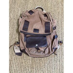 Will Leather Goods Backpack Leather & Canvas Brown Great Condition $375 17x14x6